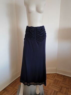 Brand New With Tags Anthropologie Ruched Waist Navy Maxi Skirt